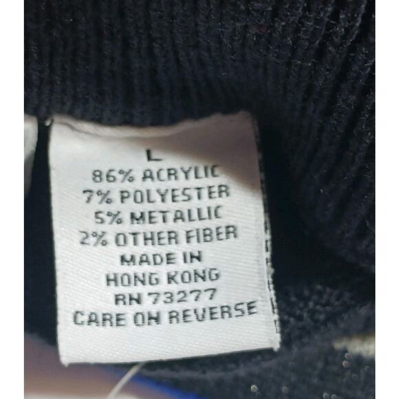 NWT Croft & Barrow Sweater Woman L Blue Black Silver Stripe Sparkly Short Sleeve - Picture 4 of 9